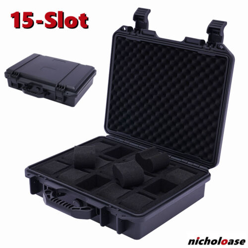 Watch Case for 15 Watches Collectors Display Storage Briefcase Watch Storage Box