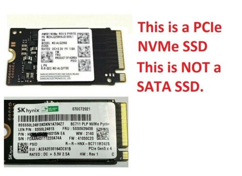 Branded Western Digital/Samsung/SK Hynix 256Gb PCIe NVMe SSD M.2 2242 Drive