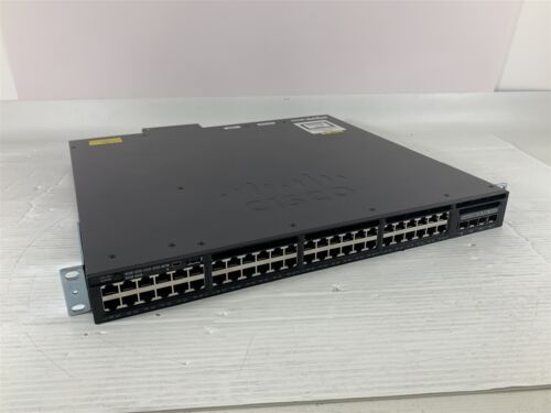 Cisco WS-C3650-48FD-S 48-Port Gigabit PoE+ 2x10G SFP Switch 1x 1025W PSU & Ears