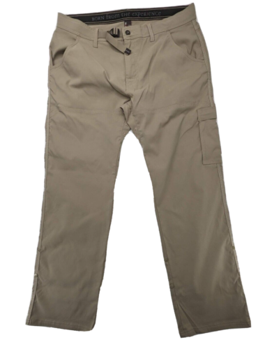 Prana Pants Mens 38W 32L Beige Zion Stretch Wicking Hiking Tech Logo 38×32