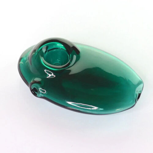 3 Inch Green Glass Pebble Hand Pipe Tobacco Smoking Handmade Pocket Travel Size