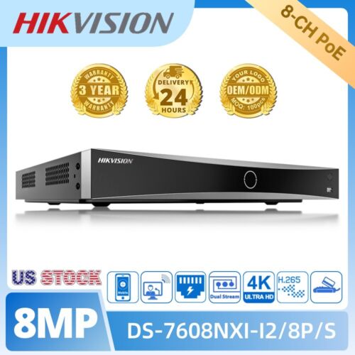 NVR HIKVIS Model DS-7608NXI-I2/8P/S 12MP Network Video Recorder 8CH POE AcuSense