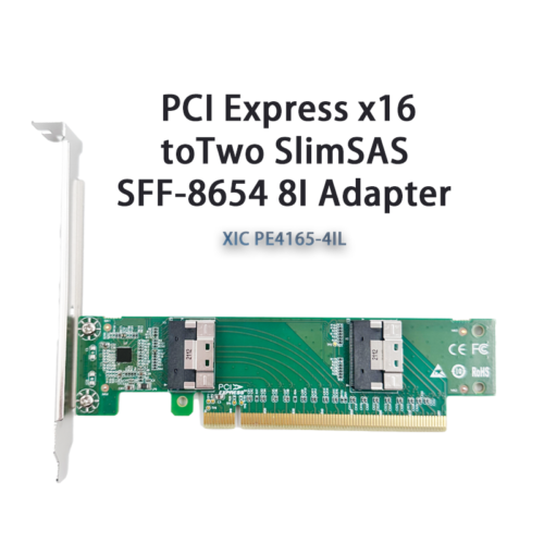 PCI Express x16 to Two SlimSAS SFF-8654 8i Adapter XIC PE4165-4IL shinreal