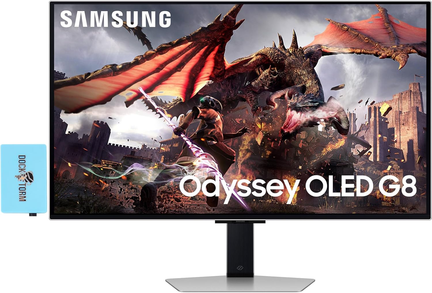 SAMSUNG Odyssey OLED G8 (G80SD) 32″ Gaming Monitor, 240 Hz 4K UHD Display, VESA Mount (100x100mm), Sleek Metal Design (2024 Latest Model) with Dockztorm Dock