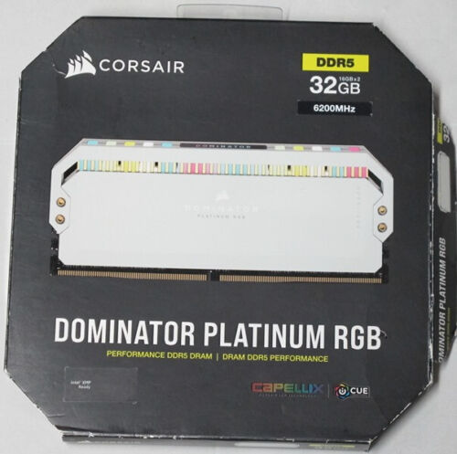 CORSAIR DOMINATOR PLATINUM RGB DDR5 RAM 32GB (2x16GB) 6200MHz CL36 Intel XMP