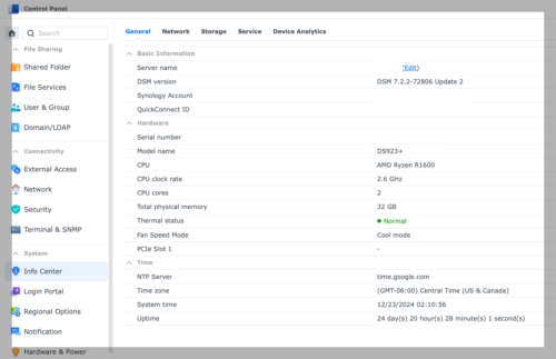 Synology 4-Bay DiskStation DS923+ – 32GB RAM – 4x6TB HDD – 2x1TB M.2 SSD cache