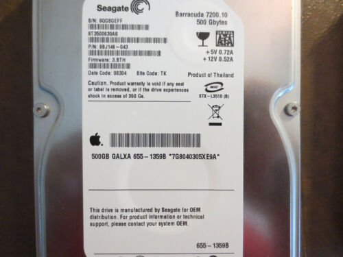 Seagate ST3500630AS 9BJ146-043 FW:3.BTH TK Apple#655-1359B 500gb 3.5″ Sata HDD