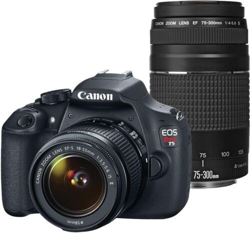 Canon EOS Rebel T5 DS126491 Digital SLR Camera EF-S 18-55mm is II + EF 75-300mm