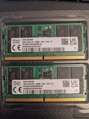 Set 2 x 16GB PC5 SODIMM 1RX8 DDR5 PC5 4800B SK HYNIX HMCG78AEBSA095N