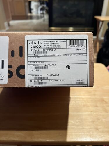 Cisco C9120AXI-A Catalyst 9120AX Access Point, internal antennas Open Box “NEW”