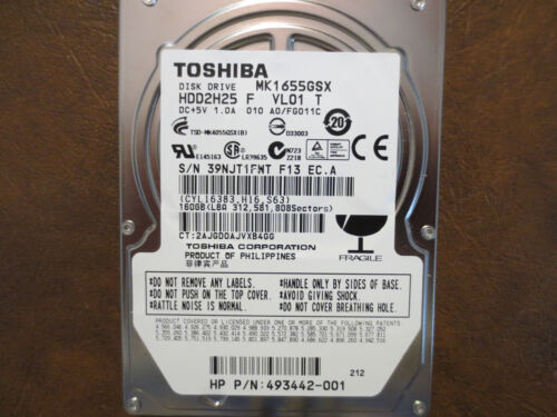 Toshiba MK1655GSX (HDD2H25 F VL01 T) 010 A0/FG011C 160gb 2.5″ Sata HDD