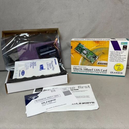 LinkSys Ether16 10BaseT Lan Card Box Software Floppy