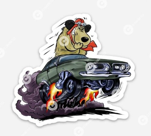 Muscle Car STICKER – Ratfink Style American Made Car Show Rat Fink Mutley Cuda