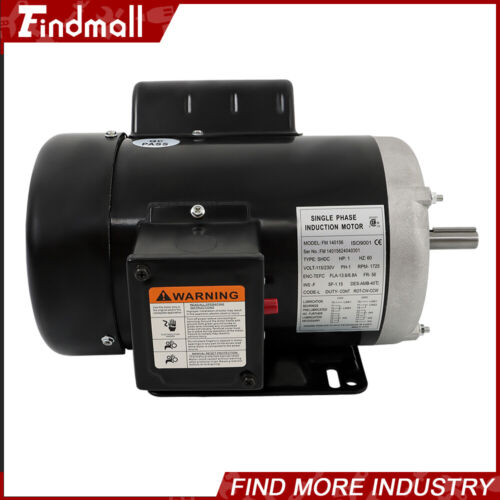 1 HP Single Phase Electric Motor 56 Frame 1800 RPM 115/230V 13.6/6.8A CW/CCW