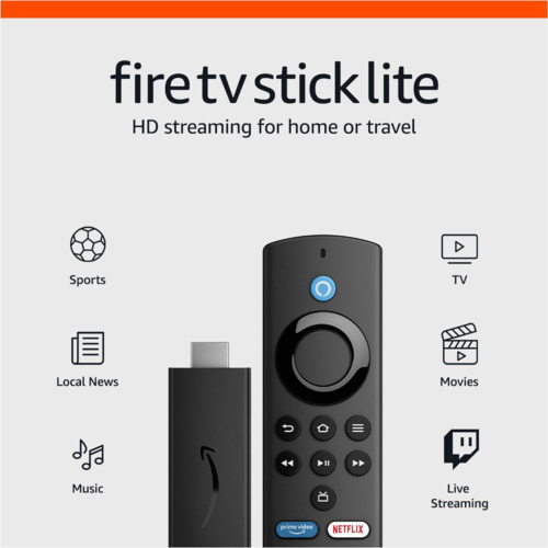 Amazon Fire TV Stick Lite, free and live TV, Alexa Voice Remote smart…