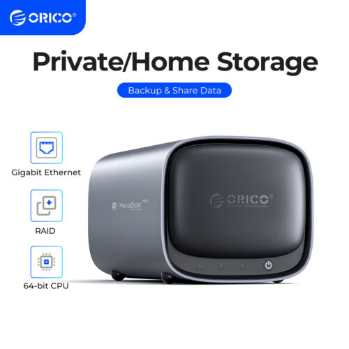 ORICO 2 Bay NAS Server DualCore 4GB Personal Private Cloud Diskless Storage Alu