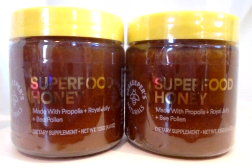 Superfood Honey Beekeeper’s Naturals Bee Pollen Royal Jelly Propolis 4.4oz 2-LOT