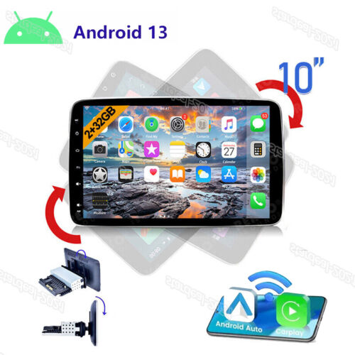 2+32G Rotatable Screen 10″ Android 13 CarPlay Car Radio Stereo GPS NAVI WIFI SWC