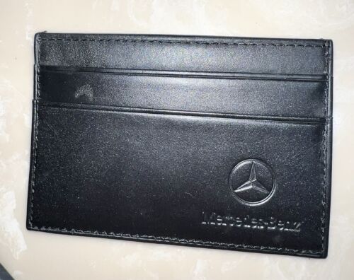 Set of 2 MERCEDES BENZ Genuine OEM Black Leather Card Holder Wallet Window