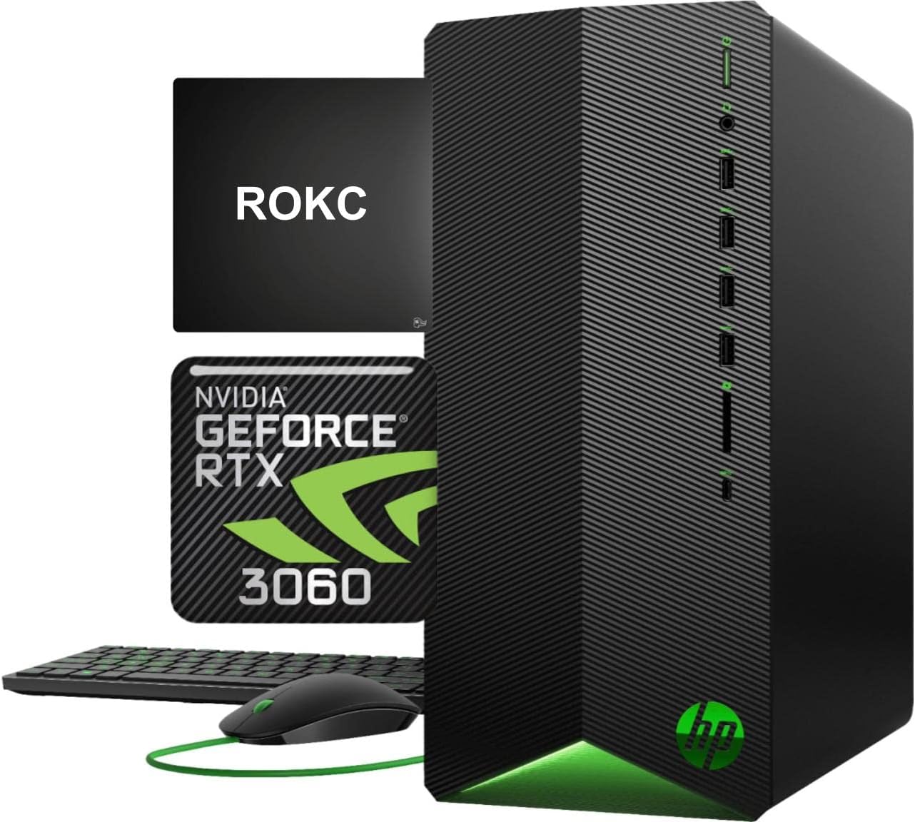 [Geforce RTX 3060] 2022 HP Pavilion Gaming Desktop PC, 32GB RAM, 1TB SSD+2TB HDD, Intel i5-10400F, Wired Mouse & Keyboard, Bluetooth, Wi-Fi, USB Type-C, Display Port, HDMI, Windows 11, Mousepad