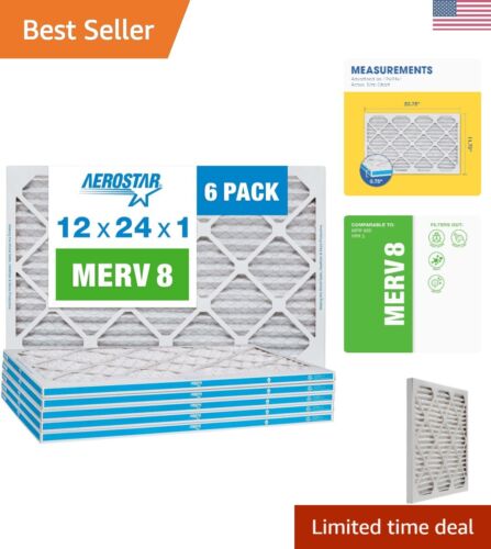 Superior Allergen-Reducing Air Filters, 6 Pack MERV 8 for AC and Furnace