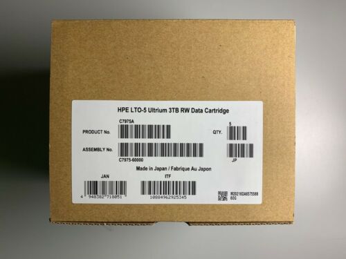 HPE / HP LTO-5 Tape (5 Pack)  C7975A  3.0 TB Ultrium  Backup Data Cartridge