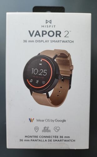 Misfit Vapor 2 36mm Jet Black Case with Brown Sport Strap Smartwatch – MIS7203