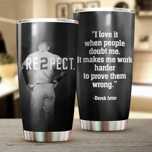 Derek Jeter Baseball Tumbler Mug 20Oz Insulated with Lid Motivational Quote Gift