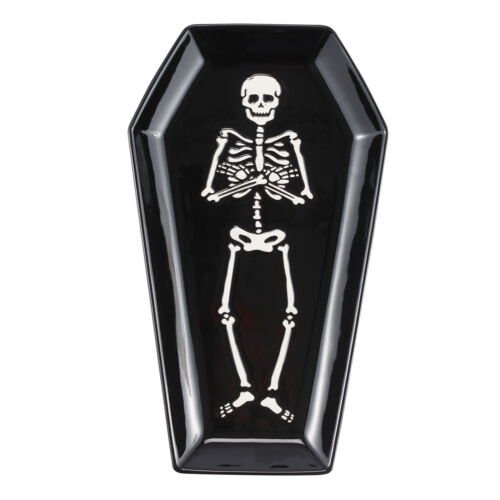 Halloween Earthenware Coffin Shaped Serving Tray, 12.12 in x 7.04