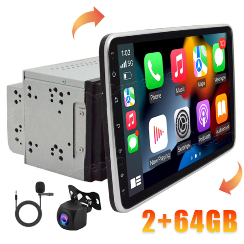 10.1″ Rotatable Double 2DIN Android 13 Apple Carplay Car GPS Stereo Radio 2+64GB