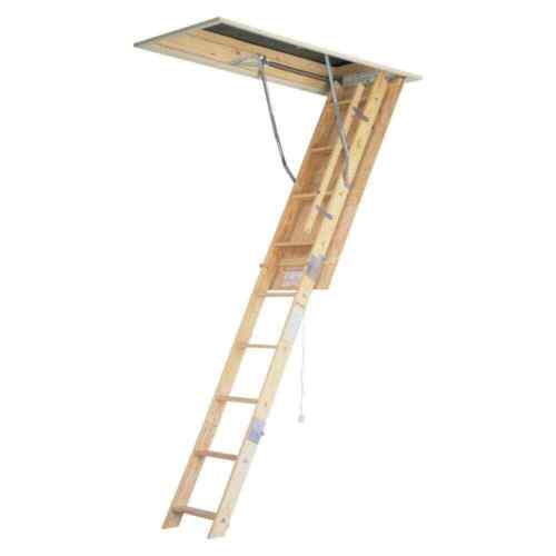 8 ft.- 10 ft.,22.5inx54in.Wood Attic Ladder w/250 lb.Maximum Load Capacity-New