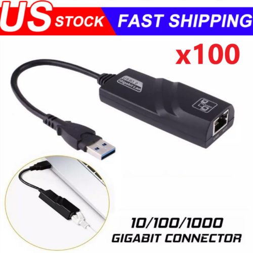 USB 3.0 Gigabit Ethernet LAN RJ45 1000Mbps Network Adapter For Windows PC Lot