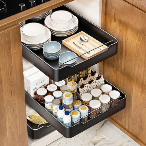 Pull Out Cabinet Organizer Fixed with Adhesive Nano Film, Heavy Duty Slide Out P