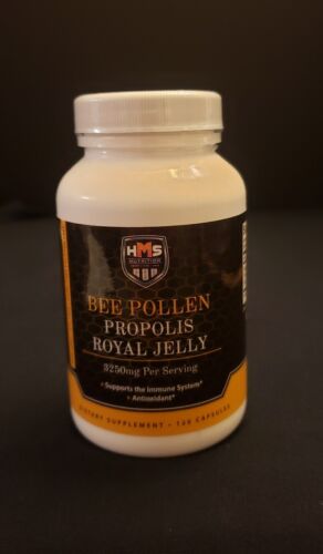 HMS Nutrition Bee Pollen with Propolis & Royal Jelly – 120 Vegetarian Capsules