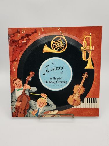 Vintage NOS Playable Birthday Greeting Card IT’S A RECORD Big Band 33 RPM 1958