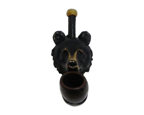 Black Bear Head Handmade Tobacco Smoking Mini Hand Pipe Wildlife Forest Animals