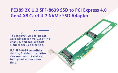 shinreal 2X U.2 SFF-8639 SSD to PCIe4.0  X8 Card U.2 NVMe SSD Adapter