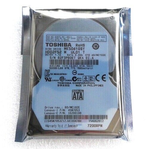 Toshiba 500GB MK5061GSY 7200RPM 16MB SATA 2.5″ Laptop HDD Hard Drive