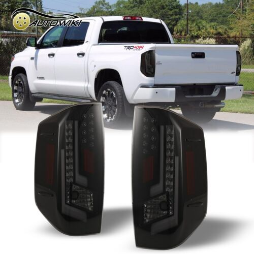 LED DRL Tail Lights PAIR for 2014-2021 Toyota Tundra Rear Brake Lamp Black Smoke