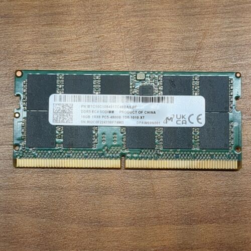 Micron 16GB EC4 DDR5 4800 SoDimm ECC Unbuffered MTC10C1084S1TC48BA1