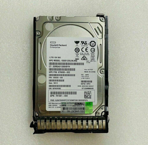 HP 872737-001 872283-003 HPE 1.2TB 12G SAS 10K SFF 2.5″ SC W/Caddy 0 hours