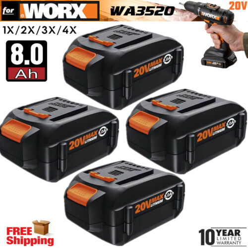 8.0AH High Capacity Battery SR for WORX WA3520 WA3525 WA3571 20V Power Share PRO