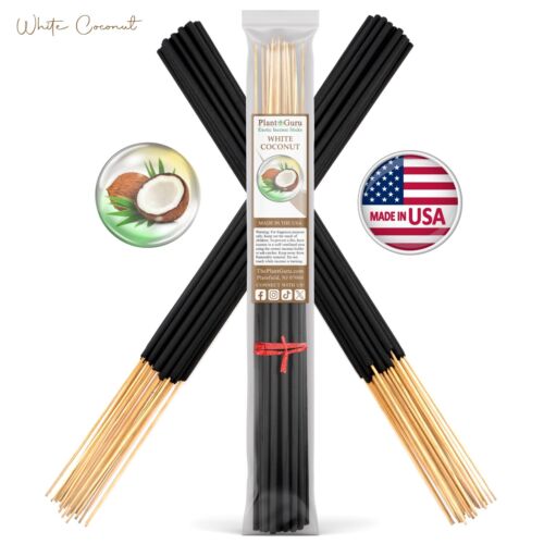 WHITE COCONUT Incense Sticks 19″ Jumbo Extra Large Bulk Handmade Hand Dipped