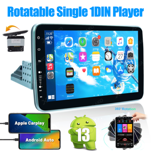 2+32G 9”Single 1DIN Android 13 Rotatable Touch Screen Car Stereo Radio GPS Wifi