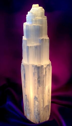 15″-18″ Extra Large Selenite Lamp And Cord Selenite Tower Gemstone Lamp Reiki.