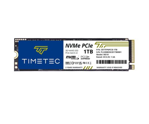 Timetec 1TB SSD NVMe PCIe Gen3x4 8Gb/s M.2 2280 3D NAND TLC 600TBW High Perfo…