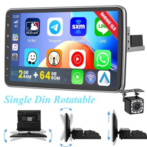 10.1” Android Rotatable Touch Screen Car Stereo Radio GPS Wifi Single 1DIN+Cam