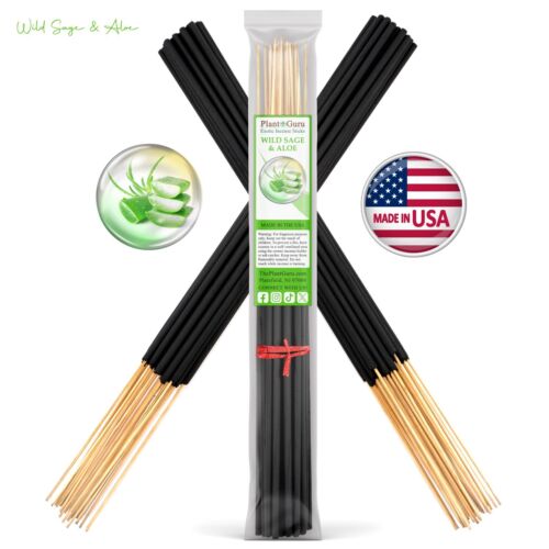 WILD SAGE & ALOE Incense Sticks 19″ Jumbo Extra Large Bulk Handmade Hand Dipped