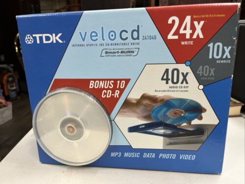 TDK VeloCD Internal ATAPE-IDE 24X CD Rewrite Drive AI-241040  Bonus 10 CD-R