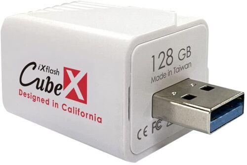 iXflash Cube 128GB iPhone iPad Auto Backup Photo Storage Device Apple MFi USB-A